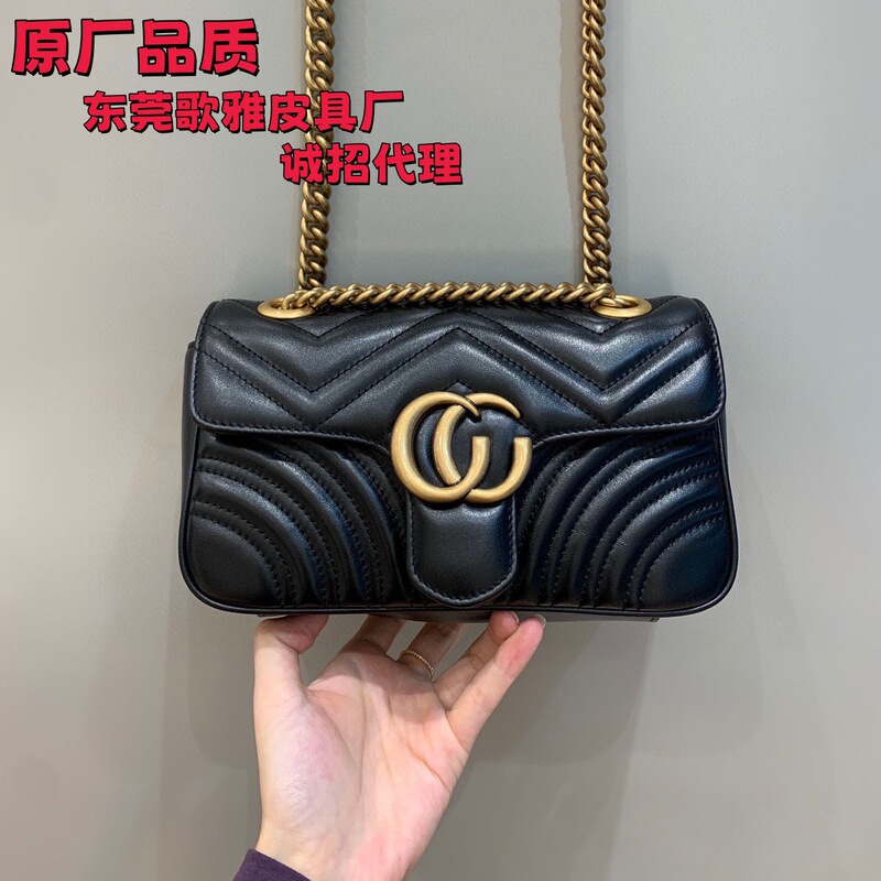 Original Leather g Brand Marmont Chain Bag Heart Wave Pattern Underarm Women's Bag Source Factory