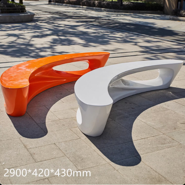 FRP banco banco banco banco asiento centro comercial plaza asiento de ocio al aire libre parque creativo moderno taburete minimalista