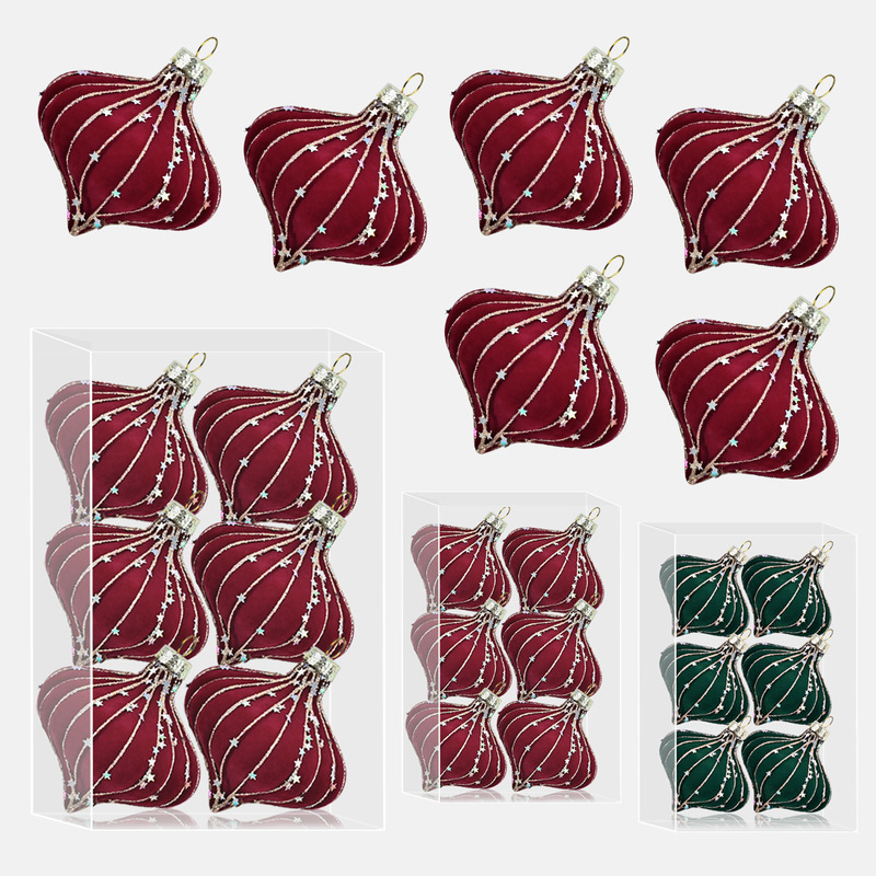 Christmas decorations exquisite high sense flocking shaped colored diamond almond flocking Christmas ball suit Christmas tree ornaments