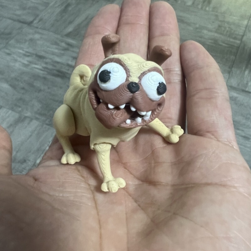 Cross-Border Popular Temu 3D Printed Toy Ornaments, Pug Dog Joints, Movable Creative Hand-Made Toys