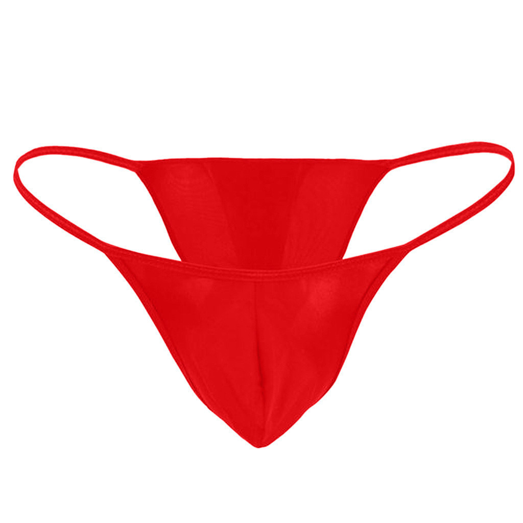 Men's Low-Waist Solid Color Stretchy Sexy T-Back Underwear, Ice Silk Smooth Butt-Exposing Thong, Breathable T-Pants