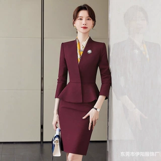 时尚职业套装女OL气质正装商务通勤美容师售楼部修身显瘦西服工服