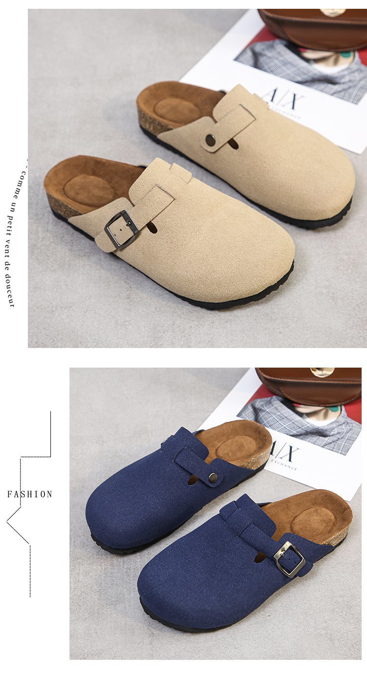 Spring 2021 European and American retro Baotou half-slipper women's cork flat flat large size casual one-step lazy lady's slipper undefined