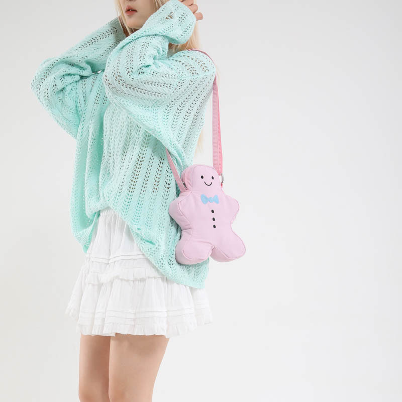 Bolso pequeño de hombre de pan de jengibre de Navidad 2025 verano nuevo bolso femenino diseño de nicho bolso de hombro lindo bolso de lona