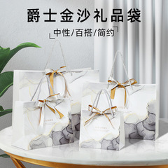 Ins風ギフトバッグファッション蝶ネクタイ洋服店包装袋大理石紋手提げギフトバッグロゴ印刷