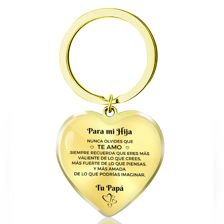 Collar de epoxi de acero inoxidable transfronterizo colgante en forma de corazón de melocotón llavero de amor personalizado español regalo de Navidad