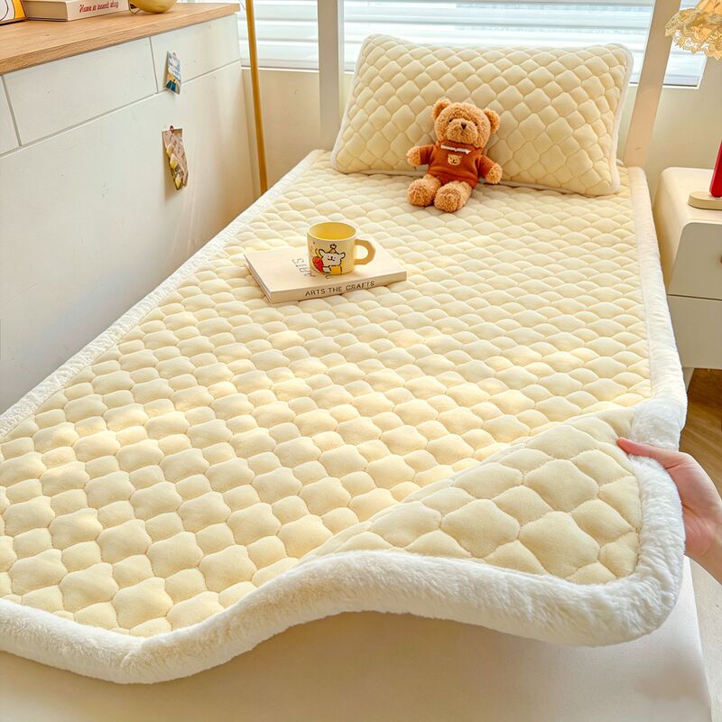 Class A Antibacterial Solid Color Milk Velvet Mattress Pad for Home Use, Thickened for Dormitory Students, Single Bed Pad, Winter Fleece Mattress 4