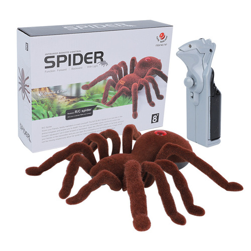 Fun and fun infrared remote controlled spider scary toy Halloween trick high simulation sticky fur crawling wolf spider