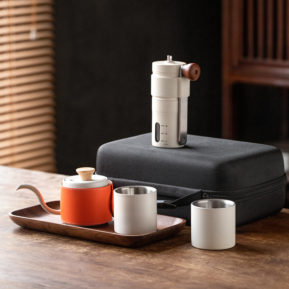 Nuevos productos imperial MENG main hand-washing café set camping hand-washing cafetera de café molino de café set fábrica al por mayor