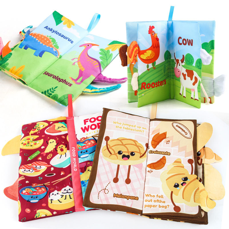Bebés de educación temprana animal cola bebé libro de tela animal marino libro de palma animal forestal libro de tela juguete transfronterizo