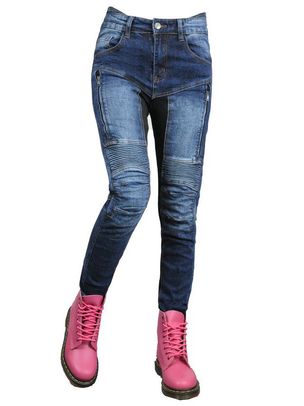 Volero motocicleta jeans Mujer verano malla transpirable alta cintura motocicleta pantalones de montar Kevlar silicona protectora