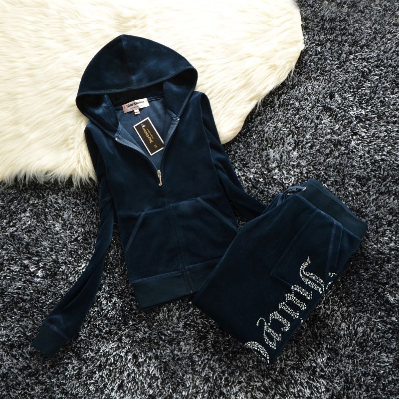 Spring and Autumn New Velvet Casual Sports Suit for Women, Rhinestone Hooded Cardigan and Straight-Leg Pants, In-Stock Two-Piece Set