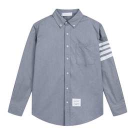 欧美潮流男女秋款 TB四条杠法兰绒加厚磨毛衬衫长袖 平替跨境欧货