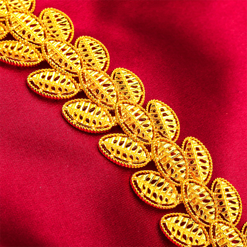 Bracciale unisex alla moda con foglia d'albero, bracciale a tesa larga con foglia_voghion.com