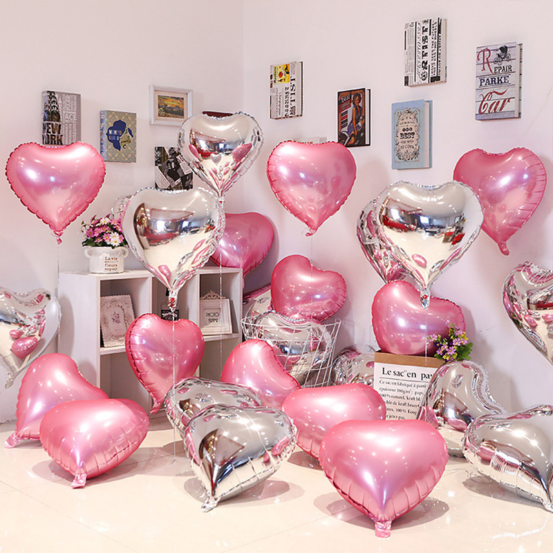 18 inch metal love balloon heart-shaped aluminum film Valentine's Day wedding room decoration romantic photo props floating air ball 18 inch metal love balloon heart-shaped aluminum film Valentine's Day wedding room decoration romantic photo props floating air ball