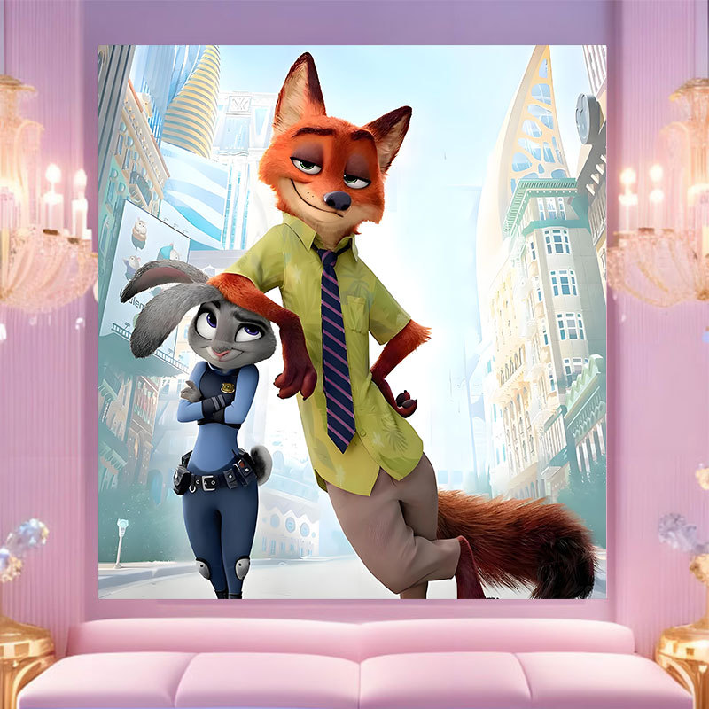 20 * 20 Crazy Zoo City pintura digital a mano diy dibujos animados pintura a mano Judith Decoration