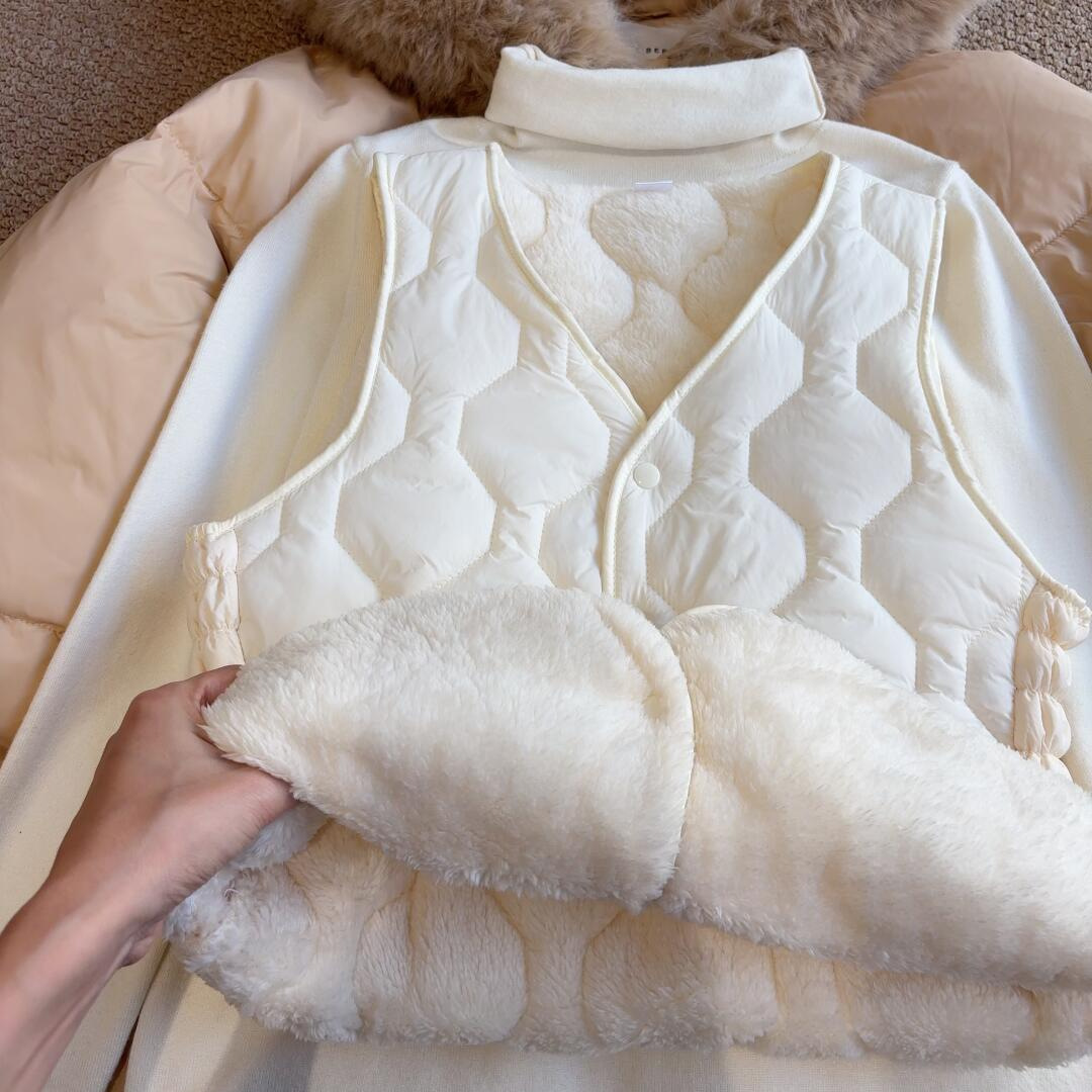 2026 Xiaohongshu popular autumn and winter down cotton padded vest for women, 100% wool lining, warm vest