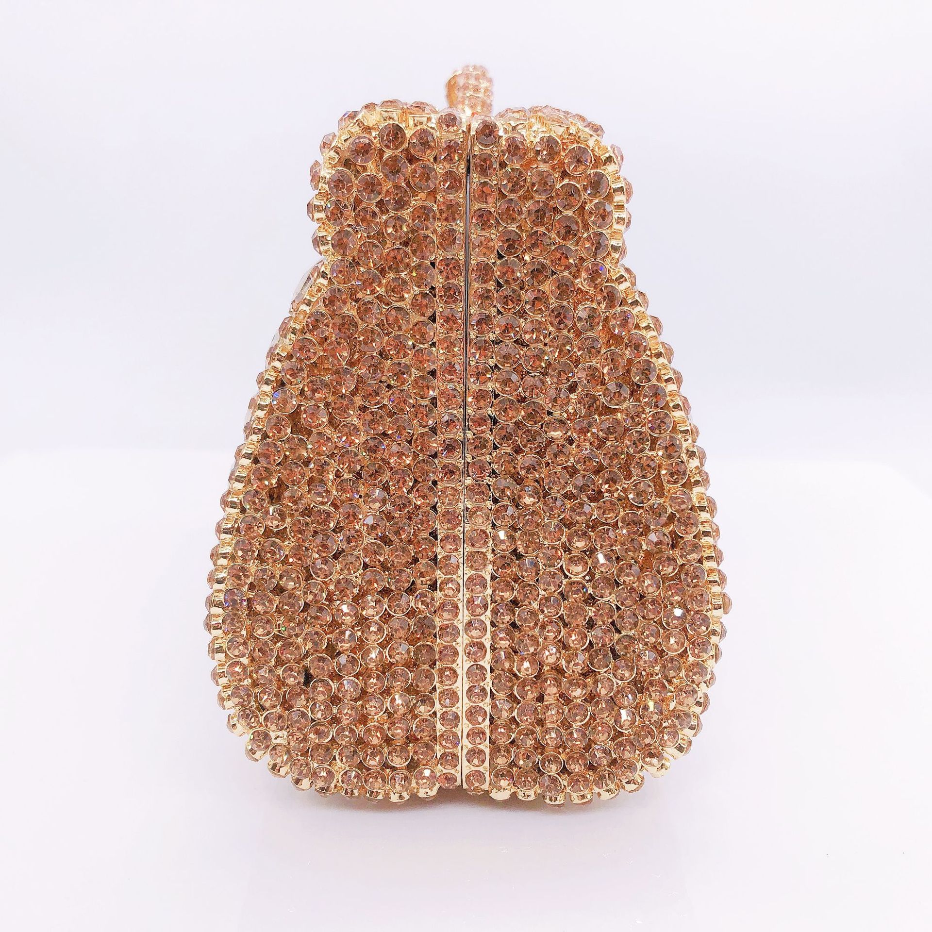 Túi clutch nữ đính đá dạ hội kim loại phong cách châu Âu — vàng, vàng ab, bạc ab, bạc