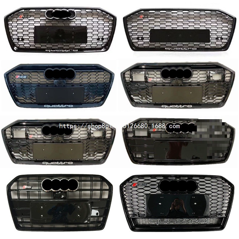 Подходит для Audi A6 (модели 2012-2025), модифицированной в стиль RS6, передний бампер, решетка радиатора «соты», черная решетка «воин».