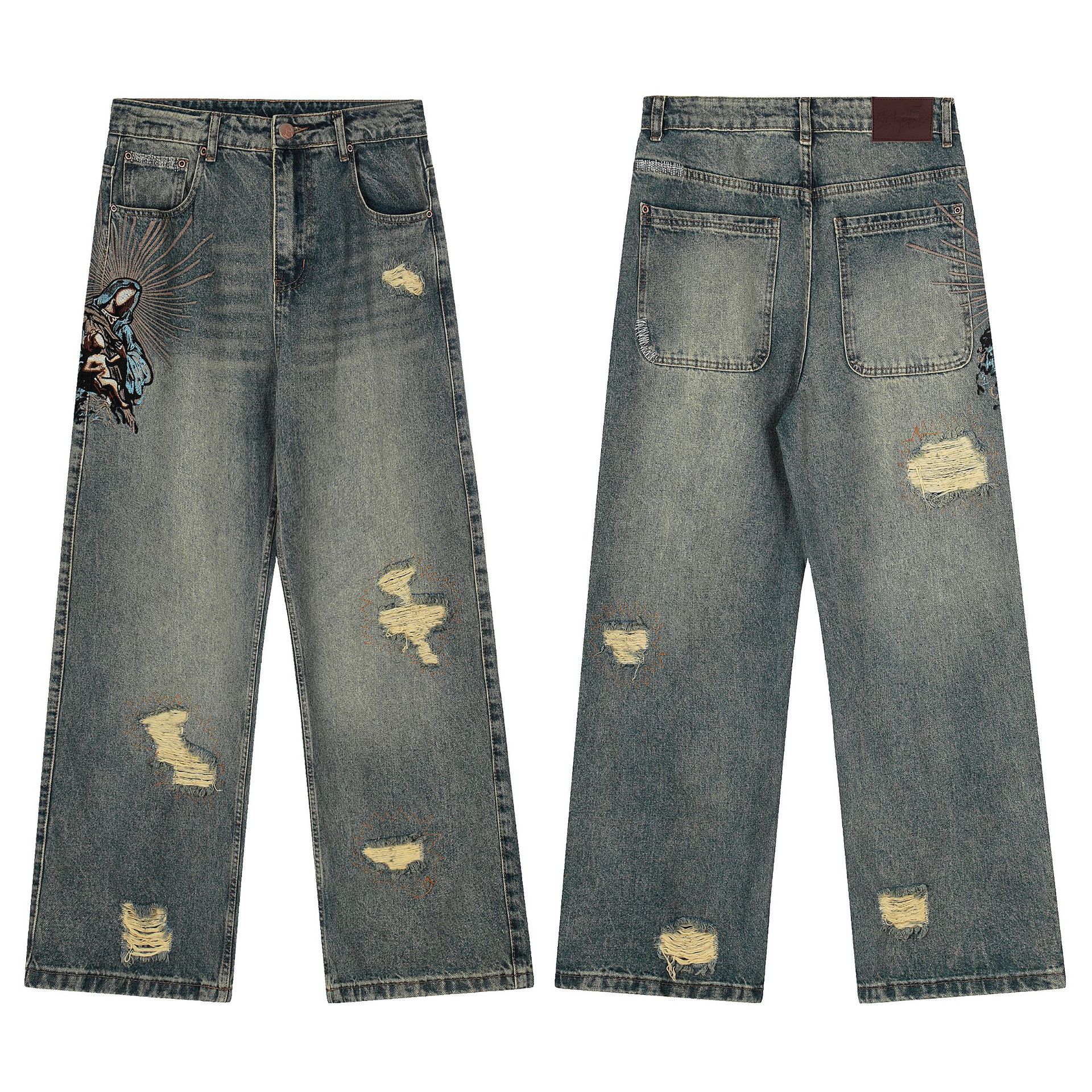 Derschutze Mother Jeans Baggy Distressed Blue