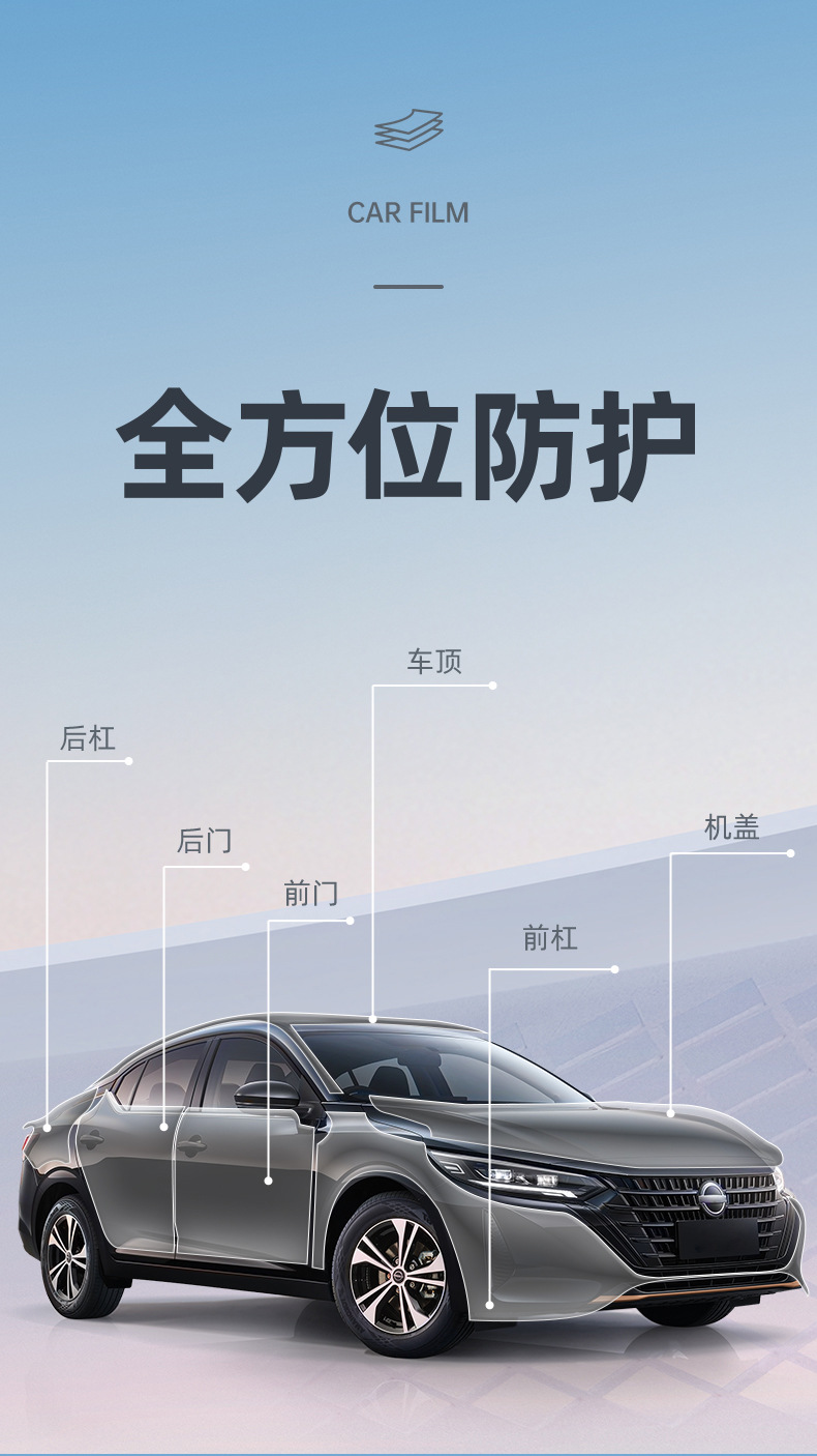 Tpu Invisible Car Cover, Car Paint Protection Film, Ppf, Self-Recovering, Anti-Scratch, Anti-Yellowing, Anti-Dirt, Transparent Protective Film