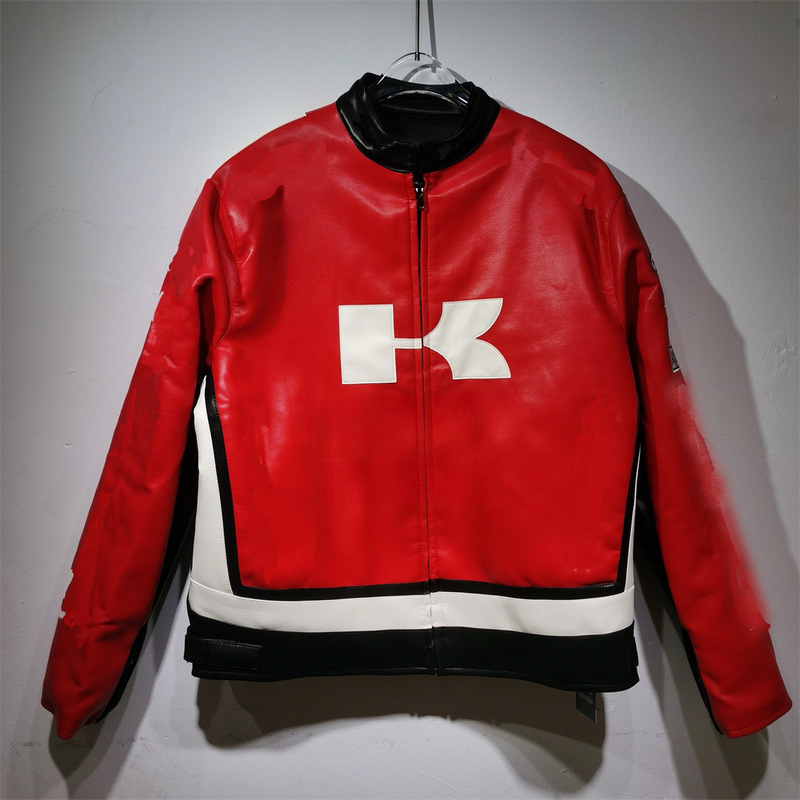 跨境美潮原创设计加工美式宽松版型皮衣机车服重工刺绣男女同款潮|undefined