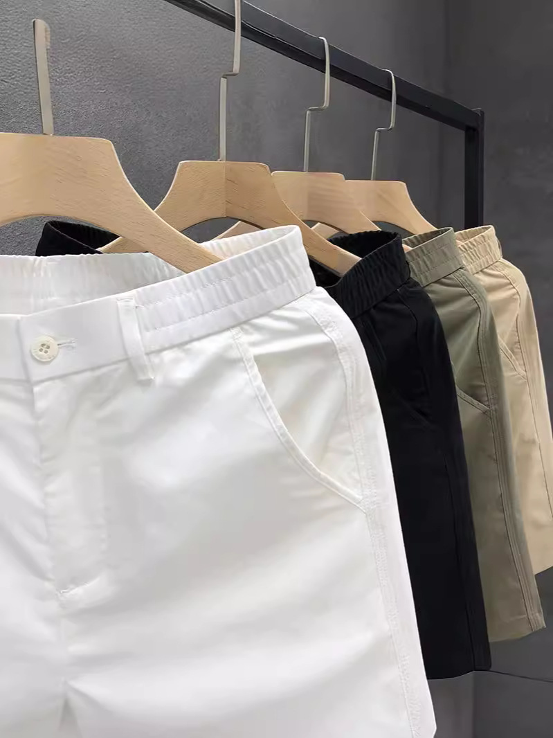 Pantalones casuales blancos universales para hombres, pantalones de verano delgados, pantalones de moda para hombres, pantalones de calzado rectos.