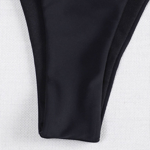 2024 new European and American solid color lace three-point sexy split bikini Brazilian beach briefs swimsuit