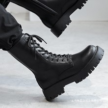 马丁靴男款英伦风高帮厚底增高工装皮靴子男士真皮高筒机车潮男靴