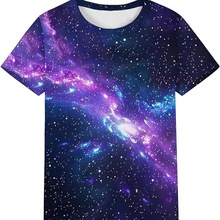2025宇宙星空图案 3D 印花 T 恤男短袖 T 恤休闲宽松 T 恤服装