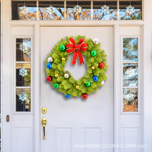Cross-Border Christmas Christmas Rattan Wreath Artificial Christmas Ball Bow Decoration Scene Layout Pendant