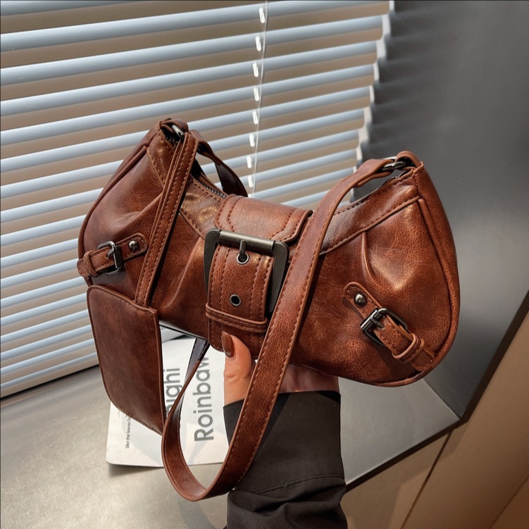 Borsa da ascella in stile vintage francese con rivetti, modello 2026, elegante borsa a tracolla da donna per pendolarismo._voghion.com