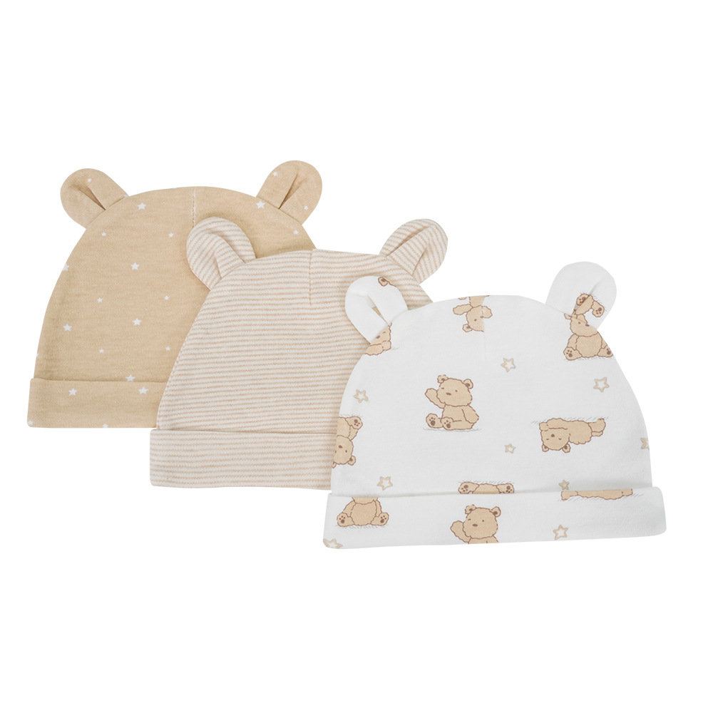0-6 meses 3 piezas de gorras de lanugo de algodón puro, gorras de bebé lindo europeo y americano, gorras de algodón para bebés