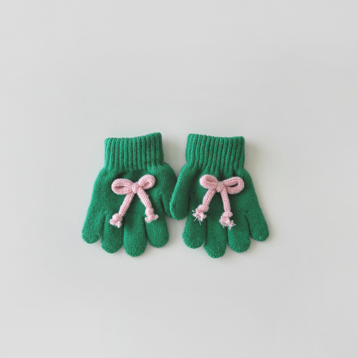 Mädchen handschuhe Winter flut süße schleife baby mädchen warme winddicht fünf finger stricken_voghion.com