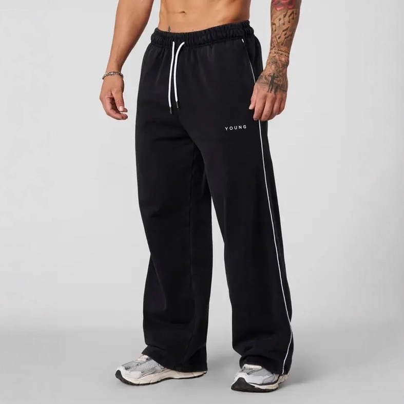 Europa y los Estados Unidos Youngla retro americano pantalones deportivos de hombre simple relajado casual cintura elástica pantalones largos