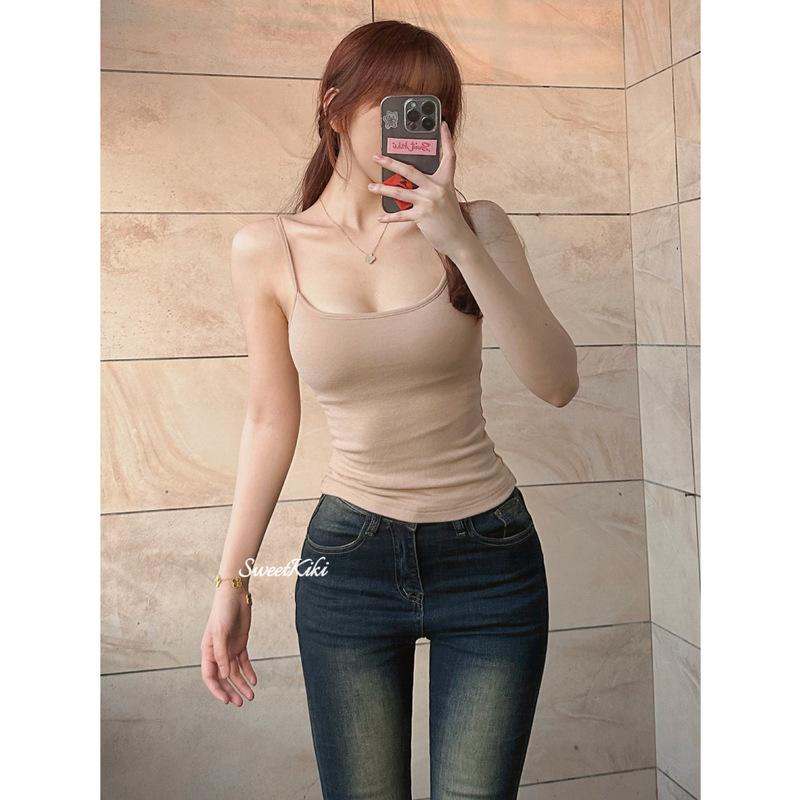 In-Stock Ultra-Chest-Enhancing Bra with Built-In Padded Expansion, Brushed Small Camisole, Slim-Fit Versatile Solid Color Top In-Stock Ultra-Chest-Enhancing Bra with Built-In Padded Expansion, Brushed Small Camisole, Slim-Fit Versatile Solid Color Top