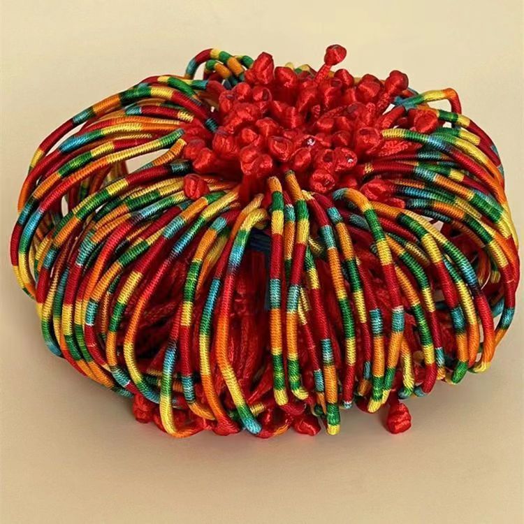 [Source Manufacturer] Dragon Boat Festival Colorful Rope Hand-Woven Bracelet Finished Five-Color Children's Adjustable Bracelet