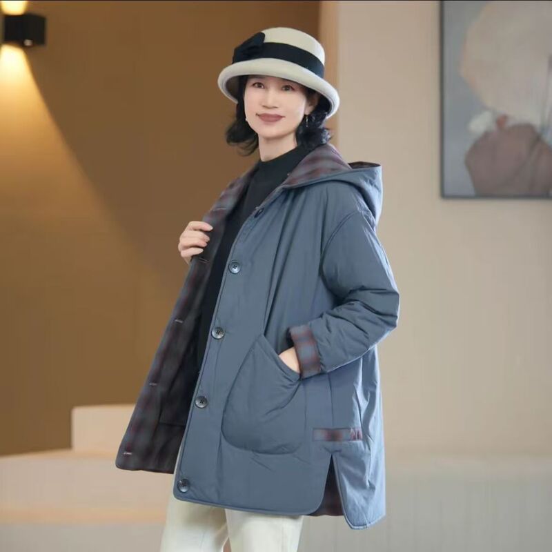 Plus Size 2025 New Autumn and Winter Casual Versatile Warm Cotton Jacket with Design Double-Sided Wear Thickeneded Hooded Cotton Jacket Plus Size 2025 New Autumn and Winter Casual Versatile Warm Cotton Jacket with Design Double-Sided Wear Thickeneded Hooded Cotton Jacket