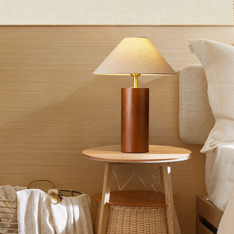 Japanese Wabi-Sabi Style Table Lamp Brass Solid Wood Living Room Bedroom Bedside Decoration Homestay Lighting Led Lamp Dimmable