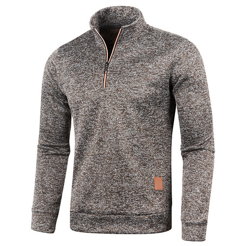 Autumn/Winter Men's Collar Zip Knit Sweater Thin Fleece Version Trendy Top Sweater Outerwear Plus Size Men's Sweatshirt