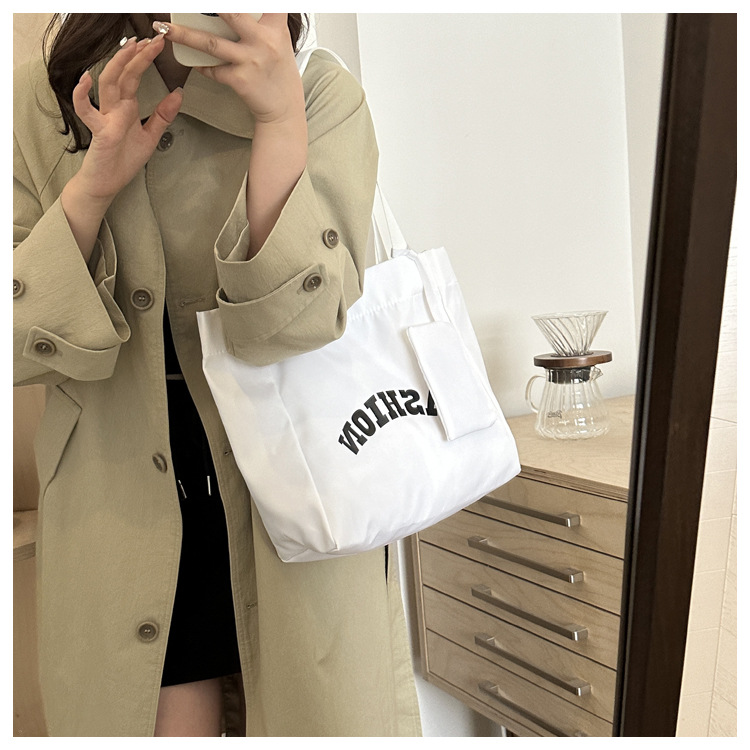 95g Weight Polyester Lining Material Magnetic Buckle Closure Type Double Shoulder Straps Strap Type Canvas Bag Bags Type Daily Occasion Oxford Cloth Material Women's Backpack Backpack Letter Pattern All Seasons Season Women's Gender Basic Style Square Shape Women's Basic Letter Oxford Cloth Shopping Bags 15