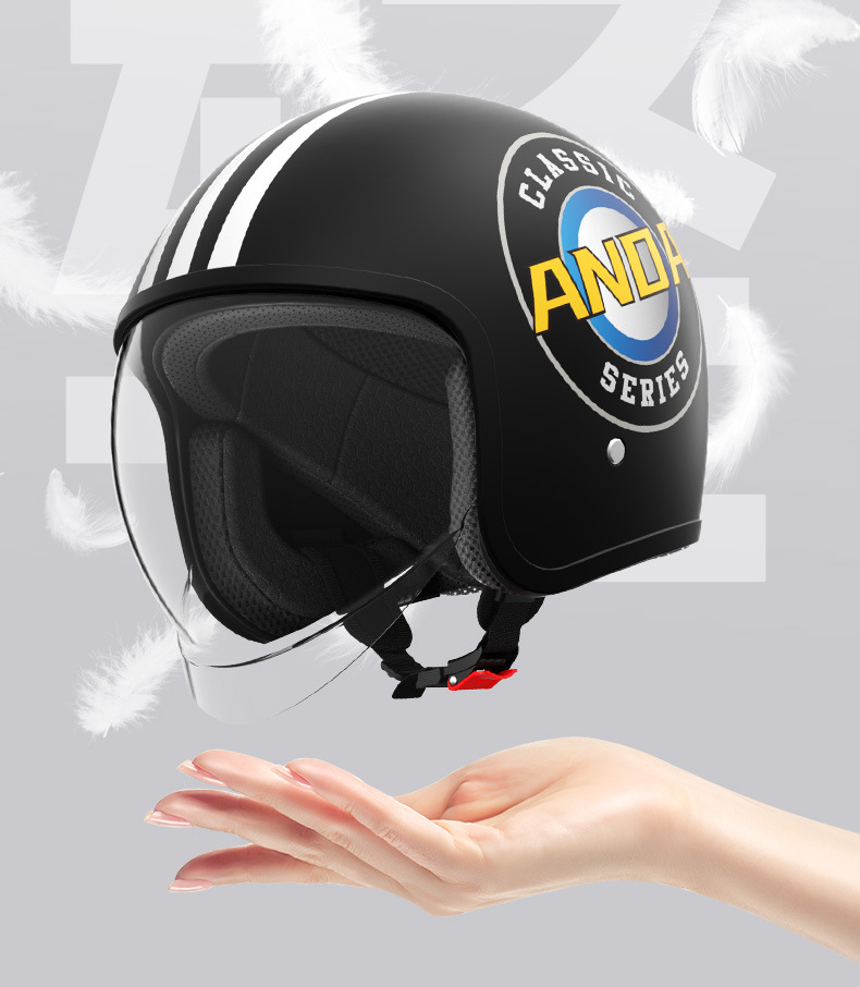 Ad Electric Motorcycle Helmet 3C Certified Men's and Women's All-Season Half Helmet Winter Warm Battery Car Helmet