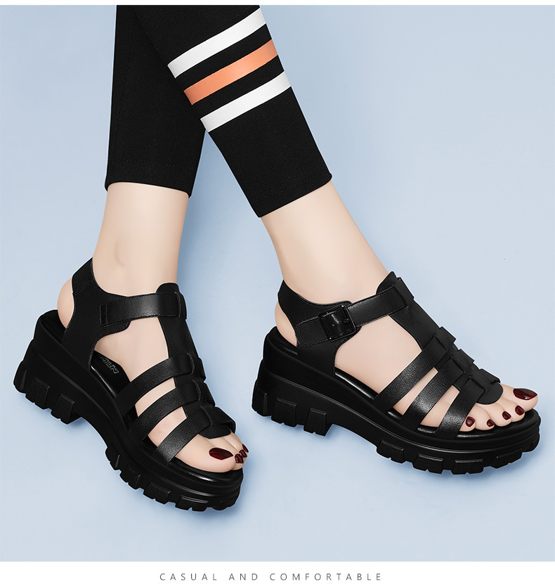 Sandal thể thao nữ đế xuồng đục lỗ mùa hè 2024 — 12077 màu đen, Màu be 12077 chi tiết 9