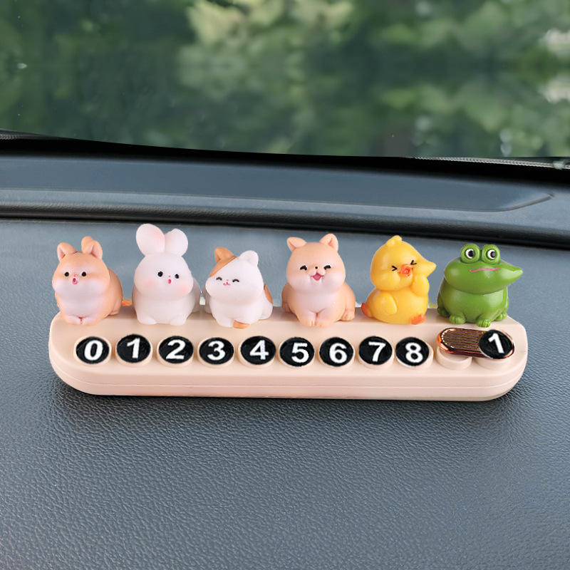 Placas de estacionamiento temporales pueden ocultarse adorables creativas pequeñas mascotas para moverse placa telefónica de estacionamiento adornos