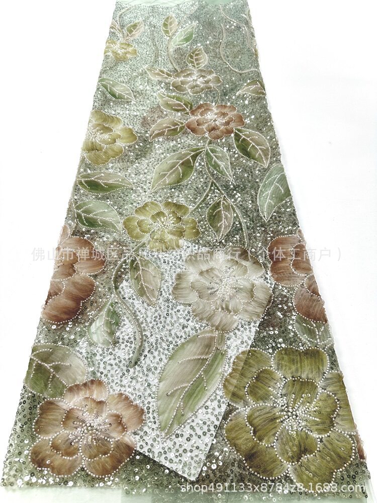 Francés Gaoding lujo ligero pequeño vestido de boda fresco cena vestido de moda tela de flores bordado image 14