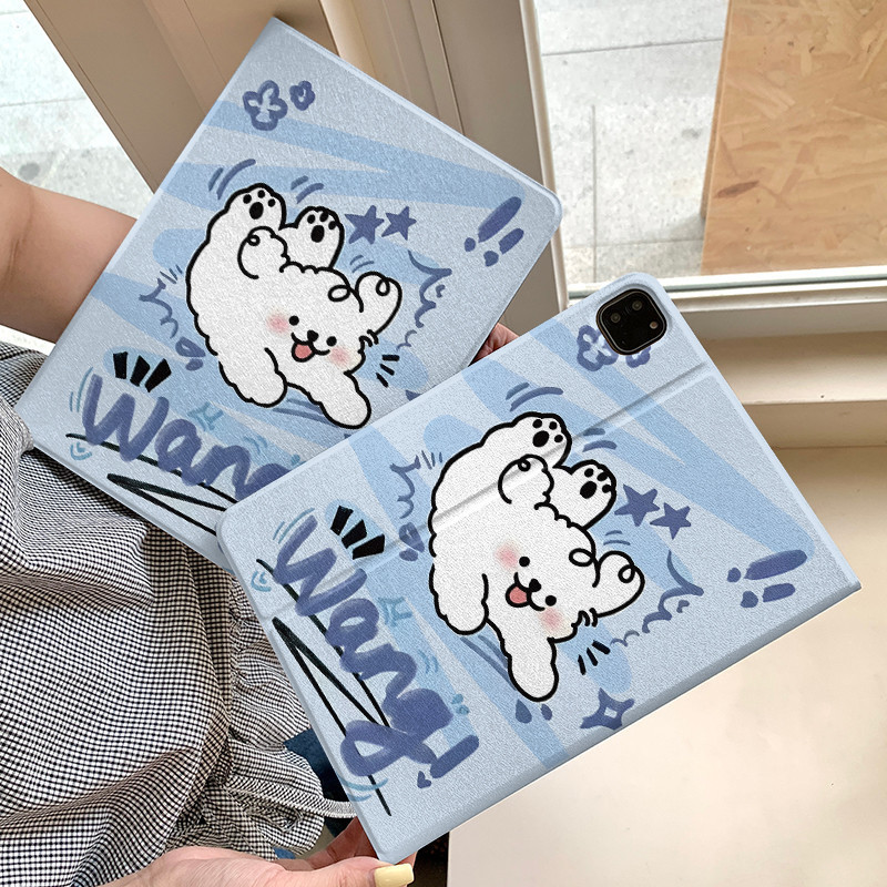 Happy Puppy Book-style iPad Protective Case for iPad 9/10/11, Full Cover for Air 7/6 13