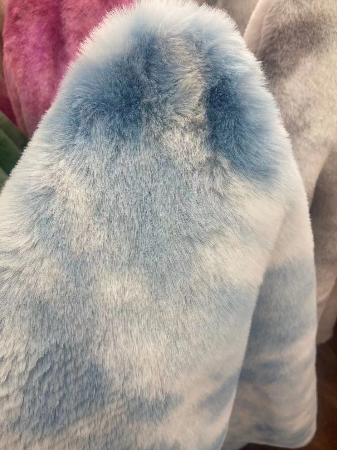 1200 gramos de tela de lana de conejo teñida 20MM siete arco iris tela de lana de conejo de ropa zapatos sombreros bufandas