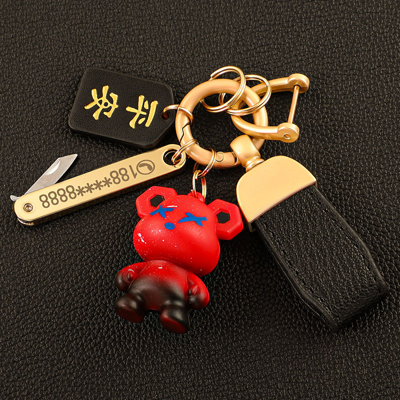 Llavero de coche transfronterizo osito INS macaron color violento llavero colgante bolso colgante llave