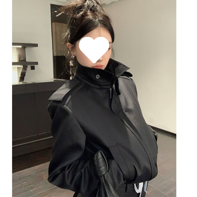 法式赫本小个子复古立领阔肩外套女春秋季新款短款休闲夹克上衣潮