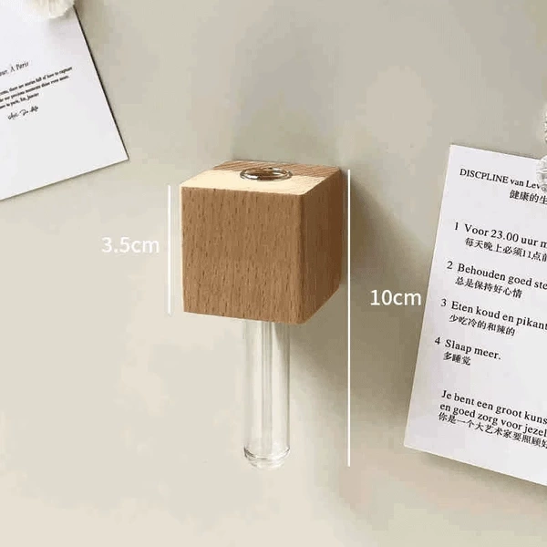 1 beech wood magnetic flower arrangement device [with test tube] (size: 3.5*10cm)